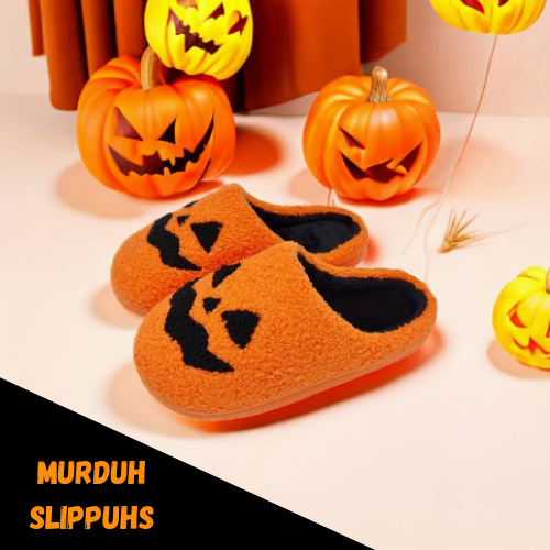 Orange Pumpkin Face Slippers