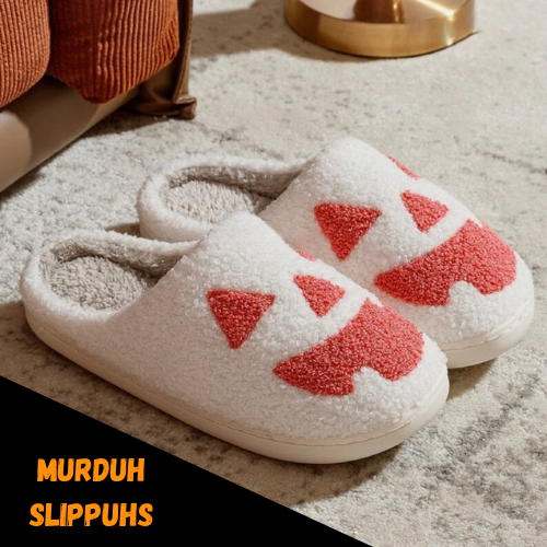 White Pumpkin Face Slippers