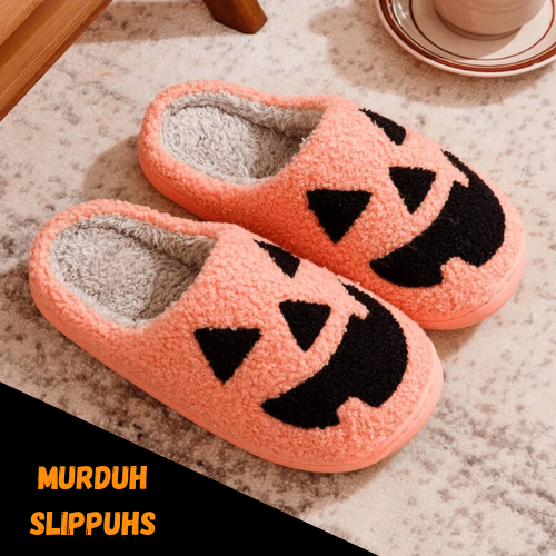 Pink Pumpkin Face Slippers